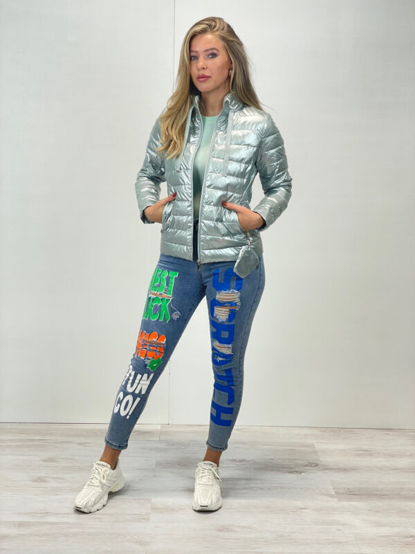 Grey Metallic"FRIME" Puffer Jacket